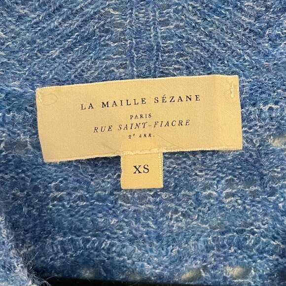 Like New Sezane Lya Mohair Merino Scallop Knit Sweater Blue XS - Picture 5 of 7